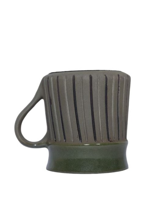 Handmade ceramic mug Set of 2 ( ideal for tea , coffee , milk and  more , power lines , 275 ml )
