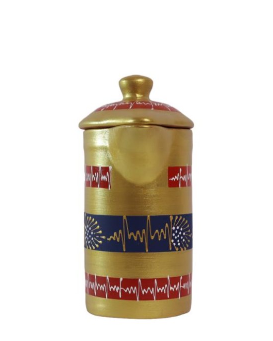 Handmade Printed Clay Jug with Lid 