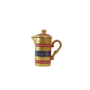 Handmade Printed Clay Jug with Lid 