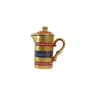 Handmade Printed Clay Jug with Lid 