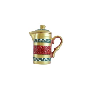 Handmade Printed Clay Jug with Lid 