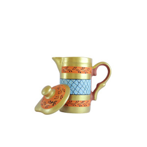 Handmade Printed Clay Jug with Lid 