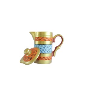Handmade Printed Clay Jug with Lid 