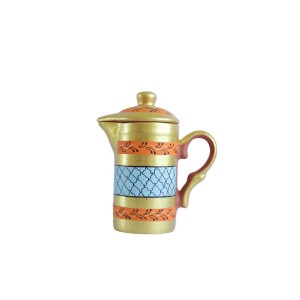 Handmade Printed Clay Jug with Lid 