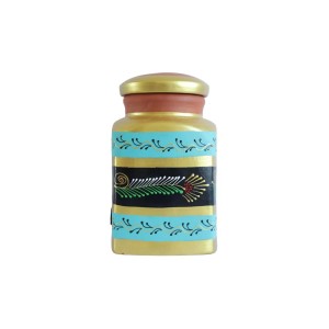 Handmade Printed Square Terracotta Clay Water Pot with Lid & Tap 