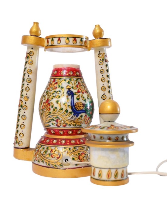 Handmade Rajasthani design marble lamp