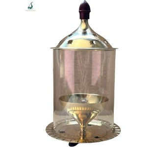Pure Brass Akhand Diya with Glass Cover