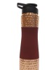 Pure Copper Water Sipper with matt finish, top and bottom hammered finish.  Easy hand grip in center with silk finish in Maroon colour 