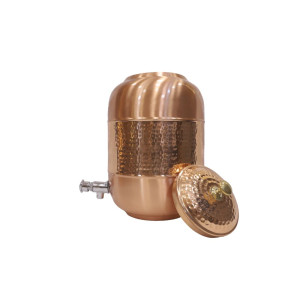 Middle hammerd pure copper in ovel shape with lid and tap water dispenser ( 8L)