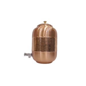 Middle hammerd pure copper in ovel shape with lid and tap water dispenser ( 8L)