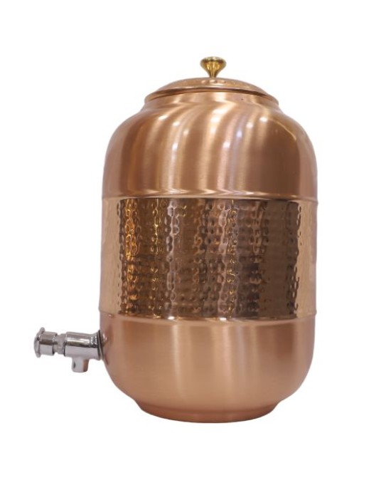 Middle hammerd pure copper in ovel shape with lid and tap water dispenser (12L)