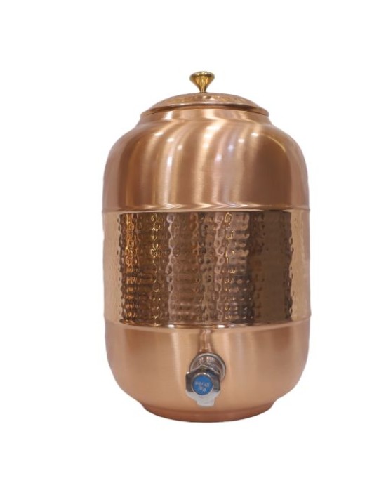 Middle hammerd pure copper in ovel shape with lid and tap water dispenser (12L)