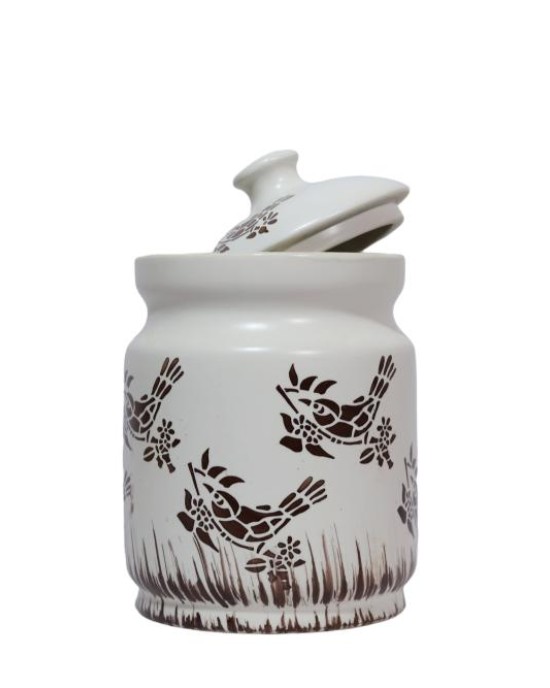 Multi Use Ceramic Storage Jar (Set Of 1)
