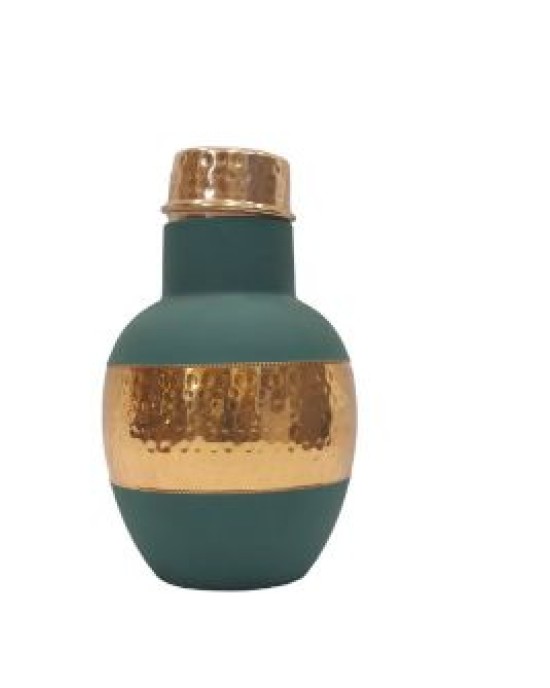 Premium Pure Copper Bedside Water Bottle with Middle Hammered Design