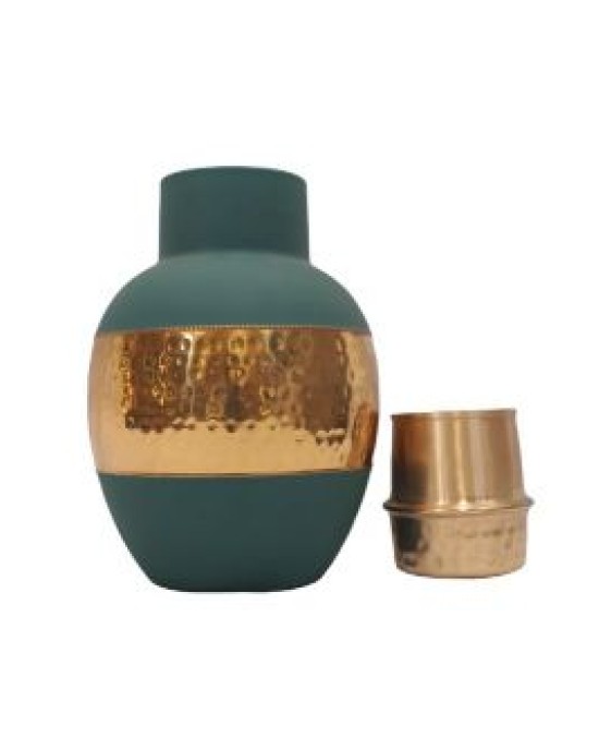 Premium Pure Copper Bedside Water Bottle with Middle Hammered Design
