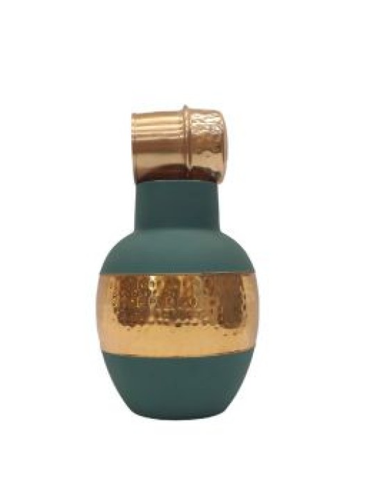 Premium Pure Copper Bedside Water Bottle with Middle Hammered Design