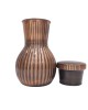 Premium pure copper bed side water bottle with line design and inbuilt glass (1L)
