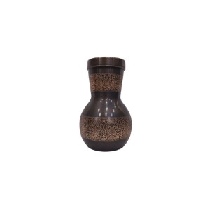 Premium pure copper bed side water bottle with middle craving and inbuilt glass (1L)