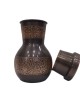 Premium pure copper bed side water bottle with middle craving and inbuilt glass (1L)