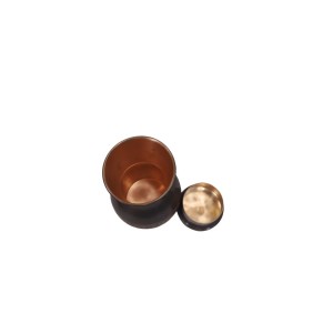 Premium pure copper bed side water bottle with middle craving and inbuilt glass (1L)