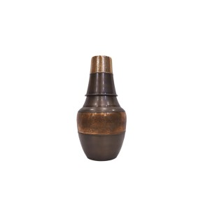 Premium pure copper bed side water bottle with middle craving and inbuilt glass (1L)