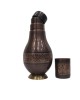 Premium & pure copper  bed side water bottle with middle craving and inbuilt glass (1L)