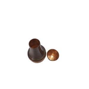 Premium pure copper bed side water bottle with middle craving and inbuilt glass (1L)