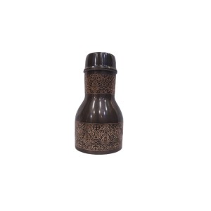 Premium Pure Copper Bedside Water Bottle with Intricate Engraving and Built-In Glass