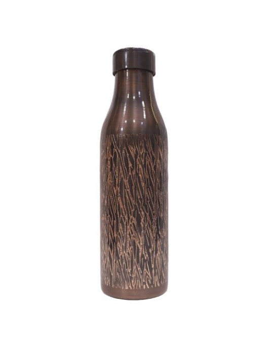 Premium Pure Copper Water Bottle with Craving and Narrow Mouth