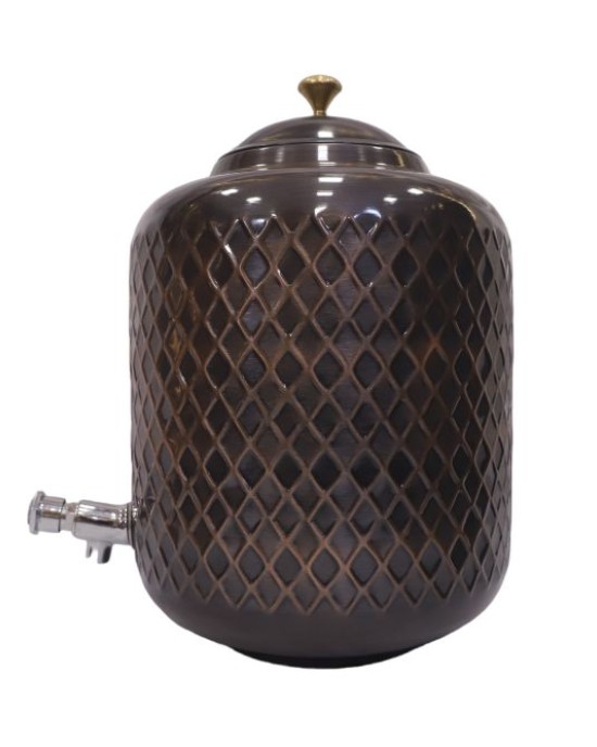 Premium Quality Pure Copper Matka Pot with Lid and Tap Water Dispenser