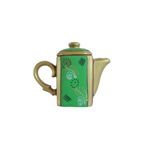 Printd Clay Kettle with set of 4 cups (150 ML , Green)