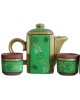 Printd Clay Kettle with set of 4 cups (150 ML , Green)