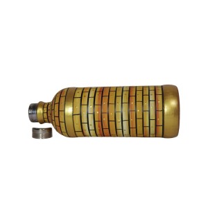 Printed clay heavy water bottle with steel cap