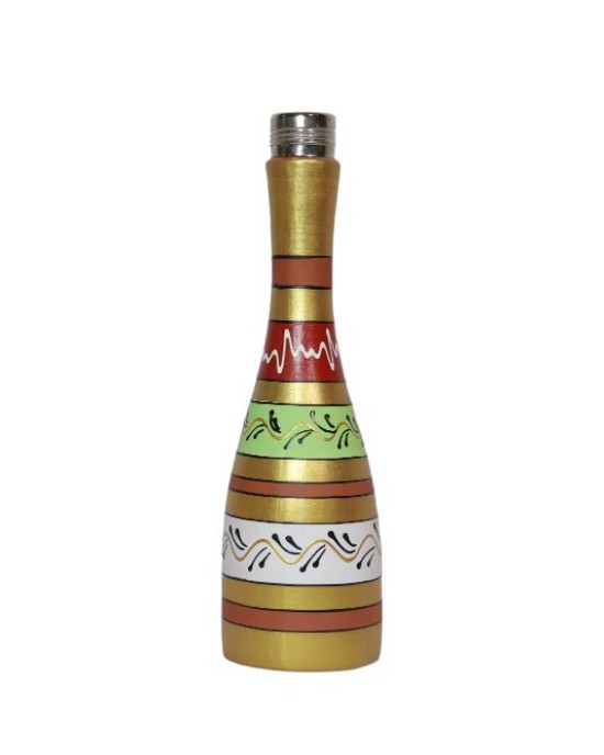 Printed clay water bottle Narrow Vessel