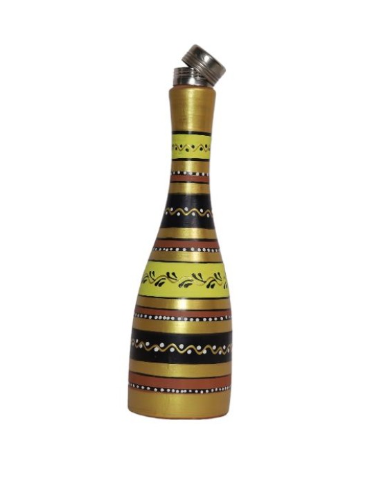 Printed clay water bottle Narrow Vessel