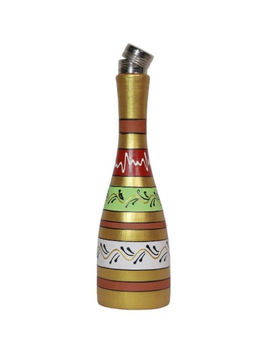 Printed clay water bottle Narrow Vessel