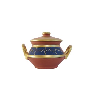 Printed Terracotta Clay serving pot set of 3 