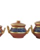 Printed Terracotta Clay serving pot set of 3 