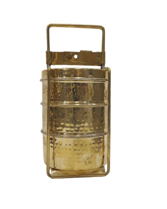 Pure brass three portion lunch box