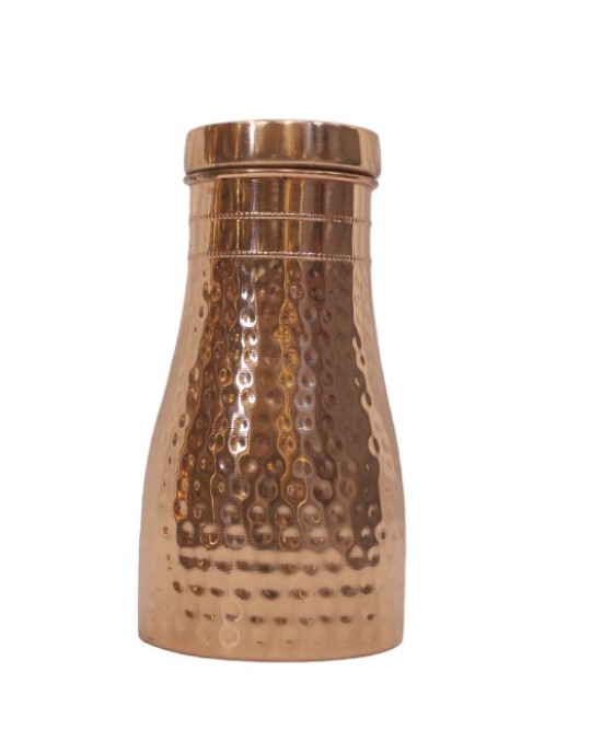 Pure copper bed side bottle in middle hammer design with glass