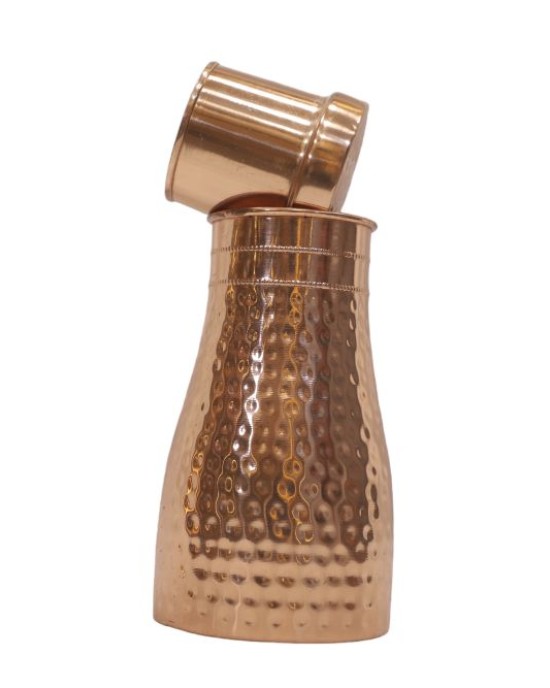 Pure copper bed side bottle in middle hammer design with glass
