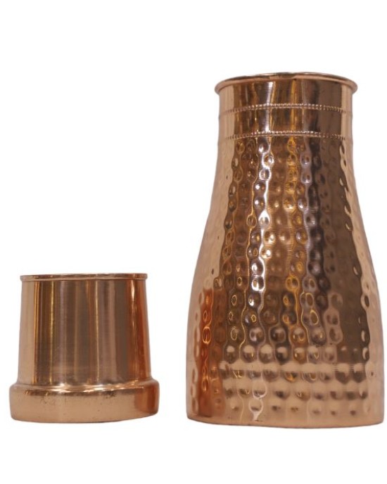 Pure copper bed side bottle in middle hammer design with glass