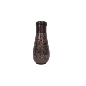Pure Copper Bedside Water Bottle with Middle Carving and Inbuilt Glass