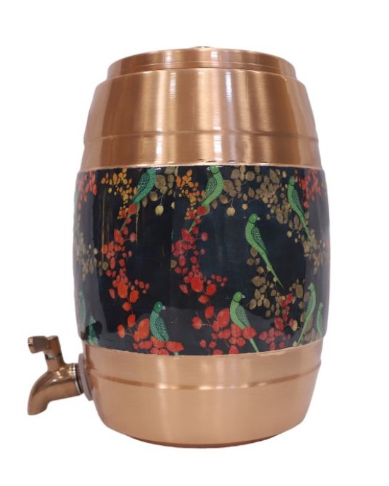 Pure copper dispenser with middle meena work with tap (12L-1200 ML)