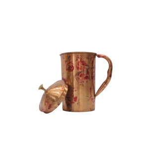  Pure Copper Flower Design Jug with Handle - Elegance Meets Functionality (2L)