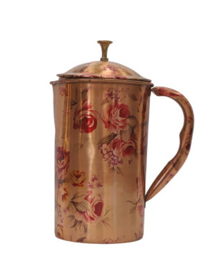  Pure Copper Flower Design Jug with Handle - Elegance Meets Functionality (2L)