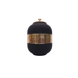 Pure copper half hammered with silk finish water pot matka dispenser with tap (12L)