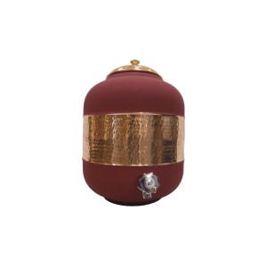 Pure copper half hammered with silk finish water pot matka dispenser with tap (12L)