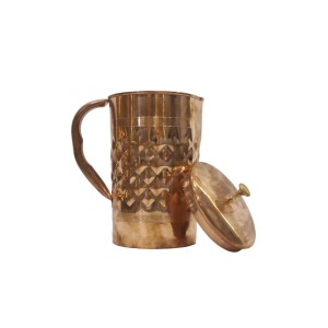 Pure copper hammered design jug with handle (2L)