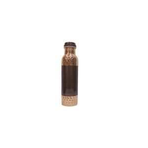 Pure copper hammered water bottle with middle silk finish (1L)
